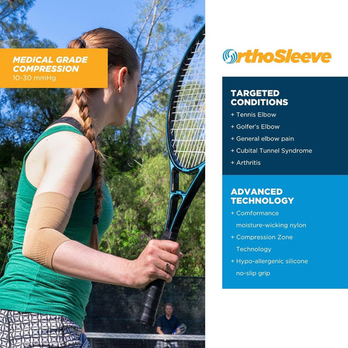 OrthoSleeve Tennis | Golfer's Elbow Brace for medial and lateral epicondylitis, tendonitis, and elbow pain
