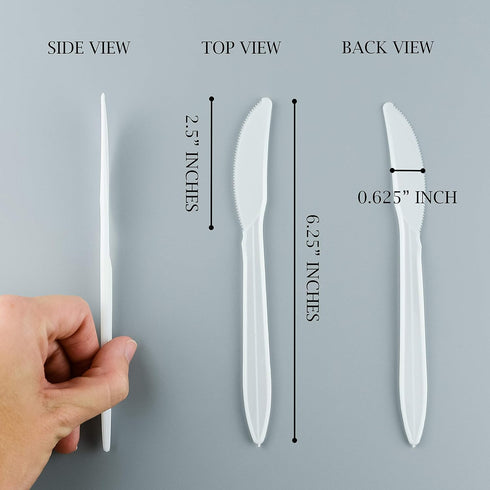 PLASTICPRO Cutlery Plastic Knives Medium Weight Disposable Silverware White (1000 Count) by PLASTICPRO