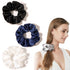 Ivyu 4 Pack Silk Scrunchies for Girls Women, Cute Hair Accessories Ponytail Holder in White, Black, Navy, Gray