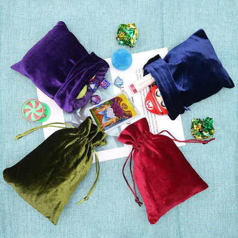 HRX Package Soft Velvet Gift Bags, 5.1x7.8 inch Velvet Drawstring Pouches for Tarot Rune Jewelry, 4 Pack