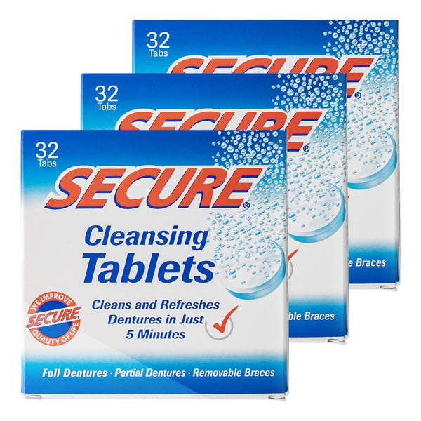 Secure Cleansing Tablets, 32 Tabs (3 Boxes of 32)