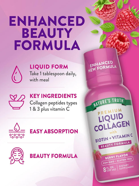 Nature's Truth Liquid Collagen - Berry Flavor | 8 oz | Non-GMO and Gluten Free Supplement