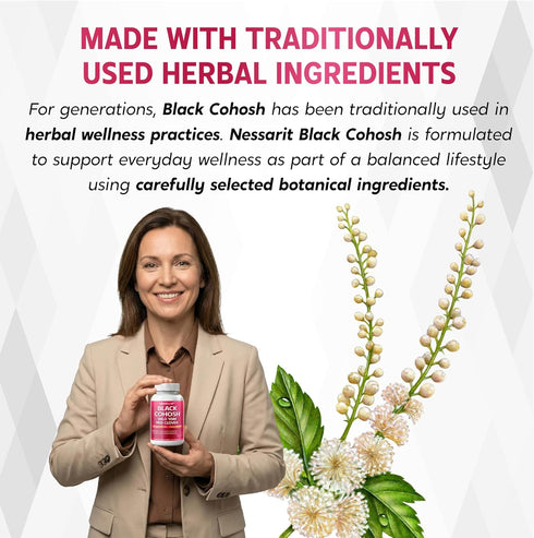 NESSARIT 9,600mg* 150 Black Cohosh Hormonal Balance Support with Wild Yam, Red Clover, Ashwagandha, Chasteberry & More