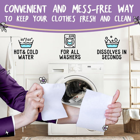 Eco-Friendly Laundry Detergent Sheets, Lavender, 80 Loads, Washer-Friendly Soap Sheet