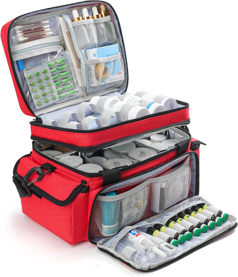 XHGWJSX Medicine Organizer with Adjustable Divider, Double-Layer Medicine Bottle organizer Storage, Portable Home