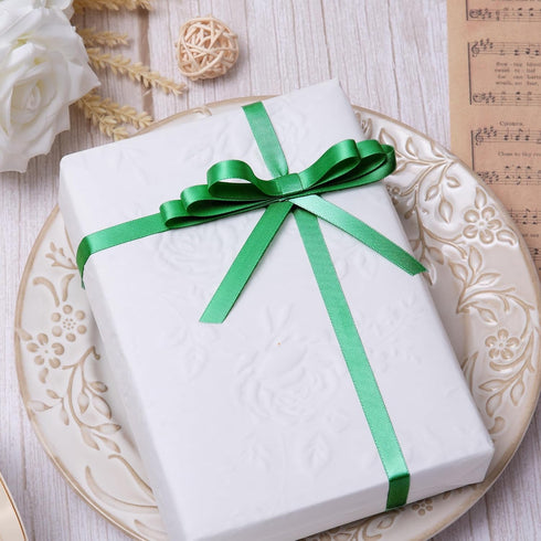 3/8 Inch Green Double Face Satin Ribbon, 25 Yards for Gift Wrapping, Hair Bows, Floral Craft, Decorations