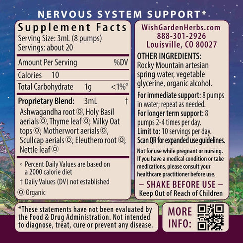 WishGarden Herbs Deep Stress with Ashwagandha, Plant-Based Liquid Herbal Adrenal Support, 4oz