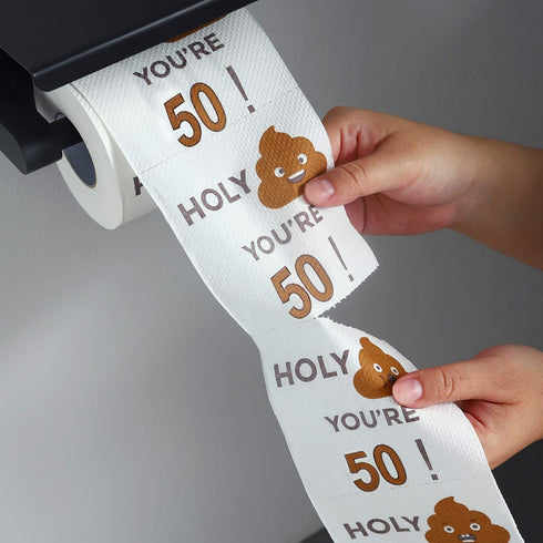 Happy 50th Birthday Gifts, 3-Ply Toilet Paper Roll, Gag Funny Birthday Gift for 50th Birthday Party Decorations