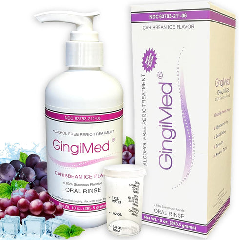 GingiMed .63% Stannous Fluoride Mouthwash with Xylitol, Alcohol-Free Fluoride Mouth Rinse for Periodontal Disease