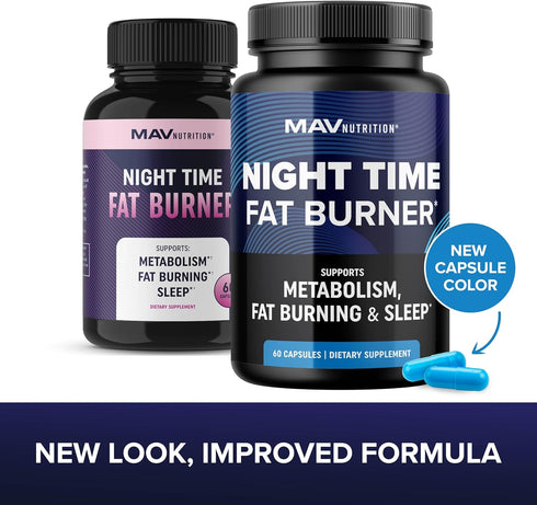 Night Time Fat Burner for Weight Loss Support & Sleep Aid, 60ct, Non-GMO, Vegan