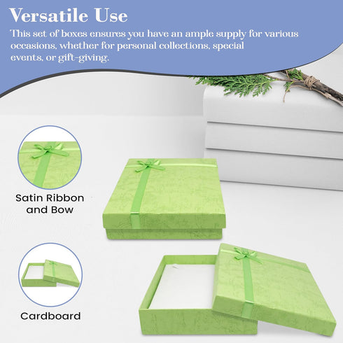 Novel Box 6 Pack Cardboard Jewelry Boxes for Necklaces - 5x7.1x1.3 Inches with Rosebug Bows