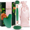 WITTY Jade Face Roller and Gua Sha Set - Beauty Massage Tools in Hand-Drawn Giftbox, Extra Pouch