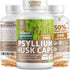 N1N Premium Psyllium Husk Capsules - All Natural 1450 MG Soluble Fiber Supplement, 240 Caps