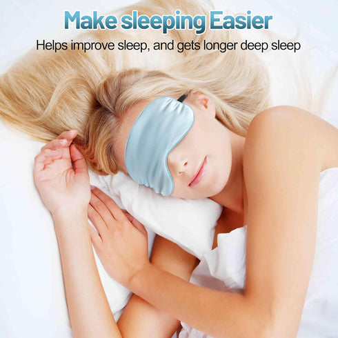Sleep Mask, Silk Eye Mask for Sleeping with Adjustable Strap, Comfortable & Soft Eyeshade for Night Sleep (Light Blue)