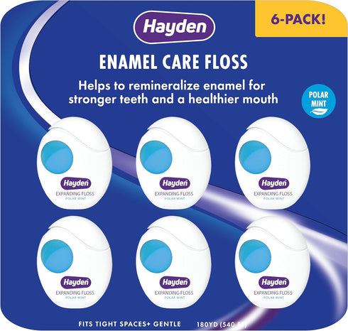 Hayden Enamel Care Dental Floss for Sensitive Mouths, Mint Flavor, 30 Yards per Unit (Pack of 6)