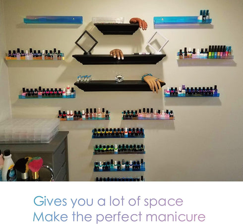 YMVV 15" Nail Polish Rack, Wall Mounted Shelf, 6 Pack Clear Acrylic Organizer for Nail Supplies