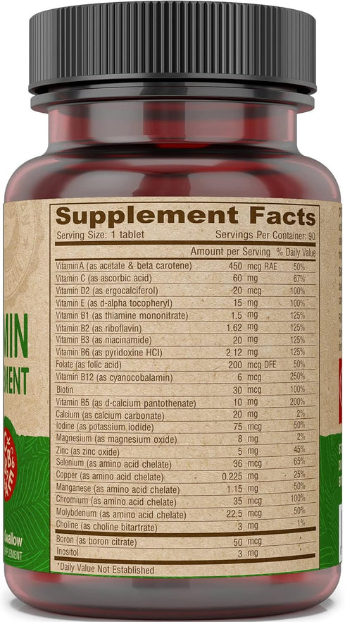 DEVA Vegan Iron-Free Multivitamin & Mineral Supplement, 90 Tiny Tablets with Vitamin C, D2, E & B-Complex