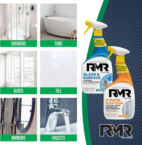 Pack 232 Oz RMR Shower Shield Power Glass & Surface Cleaner/Repellent + Xtreme Soap Scum Remover, Multi-Surface