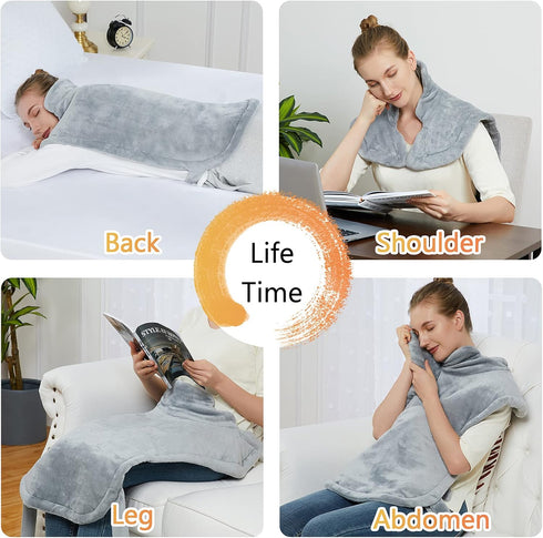 CAROMIO Large Heating Pad for Neck and Shoulders, Weighted Electric Heating Pad with Auto Shut Off, 4 Heat Settings