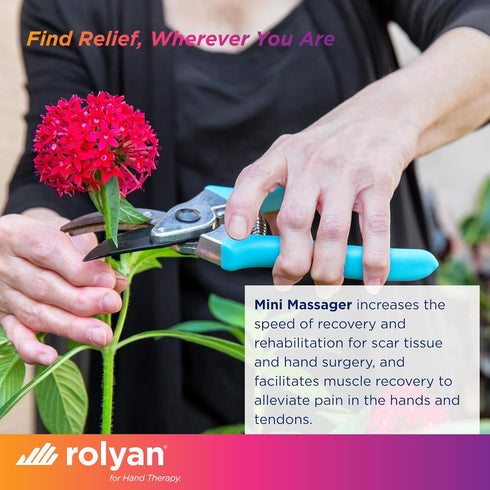 Rolyan Mini Massager with Battery, Handheld Compact Massager with Interchangeable Heads Reduces Scar Visibility, Quiet