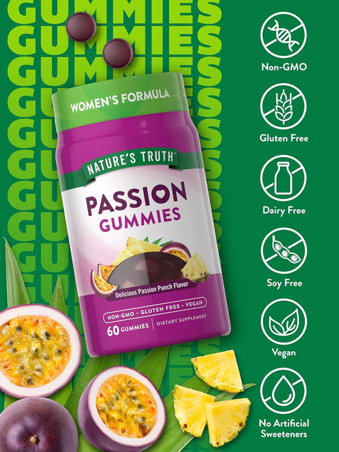 Gummies 60 Count Nature's Truth Passion | Horny Goat Weed with Maca for Women | | Passion Punch Flavor | Vegan, Non-GMO