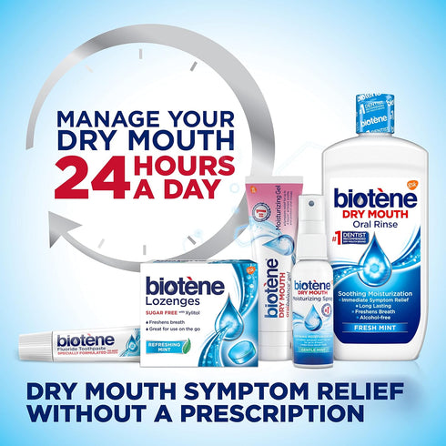 Biotène Oral Rinse Mouthwash for Dry Mouth, Fresh Mint, Breath Freshener and Treatment, 33.8 FL oz (Pack of 2)