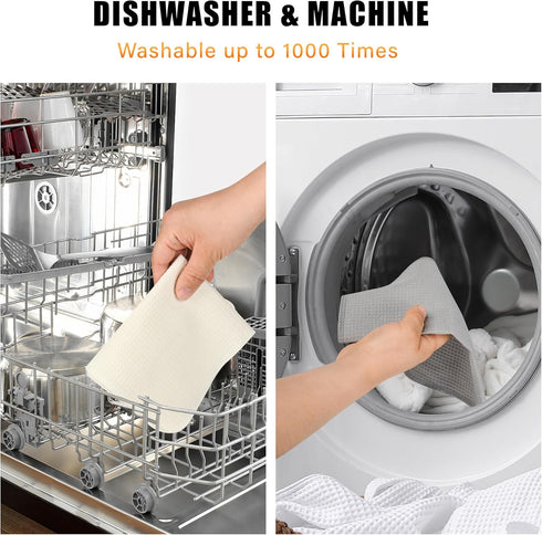 20 Pcs Kitchen Reusable Paper Towels, 100% Cotton Cleaning Cloth, 10"x12" Flat Waffle Dish Cloth for Drying