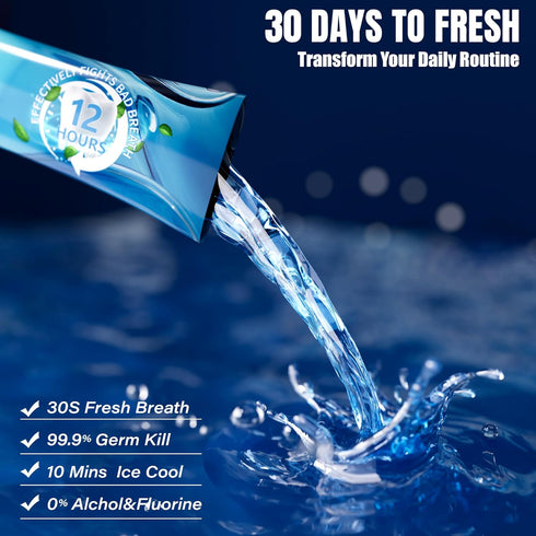 Packets 12 (Pack 20) Portable Travel Size Mouthwash - Mini Mint Mouthwash for Adults, Alcohol & Fluoride-Free, Freshens
