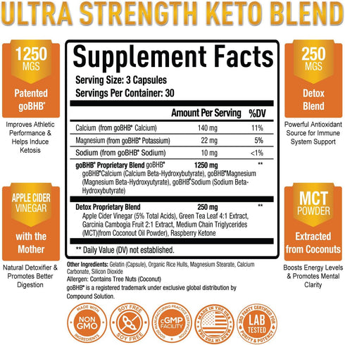 Purely Optimal Keto BHB & Apple Cider Vinegar Capsules - 90 Capsules for Ketosis Support & Healthy Lifestyle