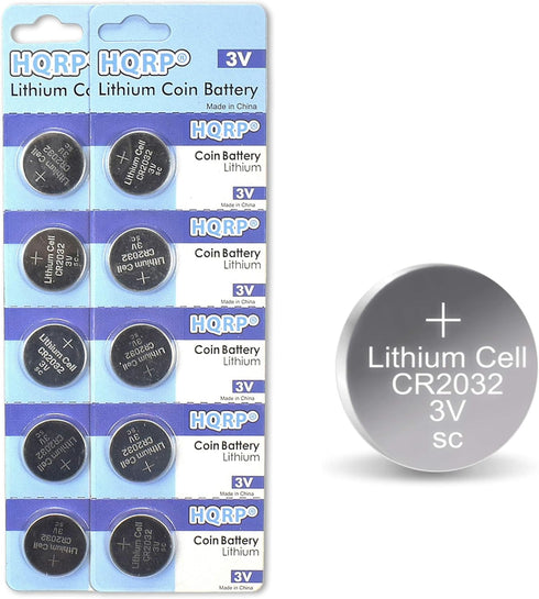 HQRP 10-Pack CR2032 3-Volt Lithium Cell Battery, CR2032L