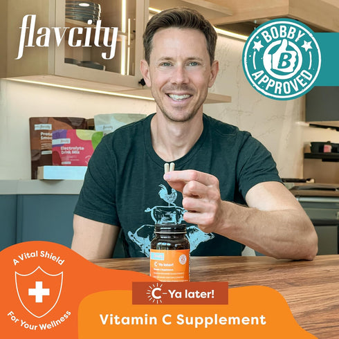FlavCity Vitamin C Supplement, C-Ya later- Dietary Supplement for Immune Support Derived from Bioavailable Sources of Vit C - Made with Acerola, Camu Camu & Amla Berry - 60 Capsules