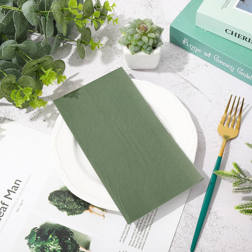Whaline 120Pcs Sage Green Guest Napkin, Disposable Paper Pack for Wedding, Birthday, and Party Supplies