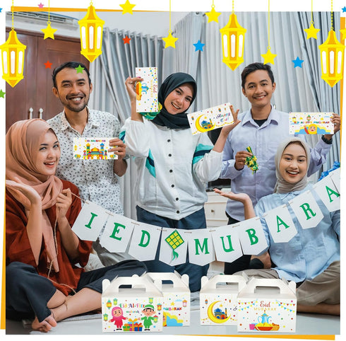 Sinload 48 Set 24 24 Pcs Eid Al Adha Eid Mubarak Envelopes Gift Boxes Includes Pcs Eid Mubarak Treat Boxes Pcs Money
