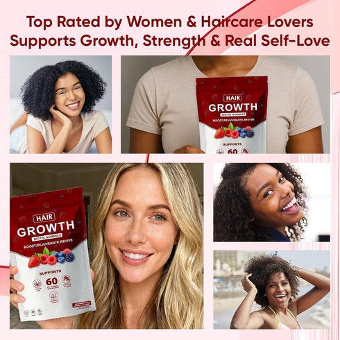 WOVOEO Gummies 60 Gummies (1) Hair Growth Vitamins for Black Women, Healthy Nourishment with Biotin, Collagen