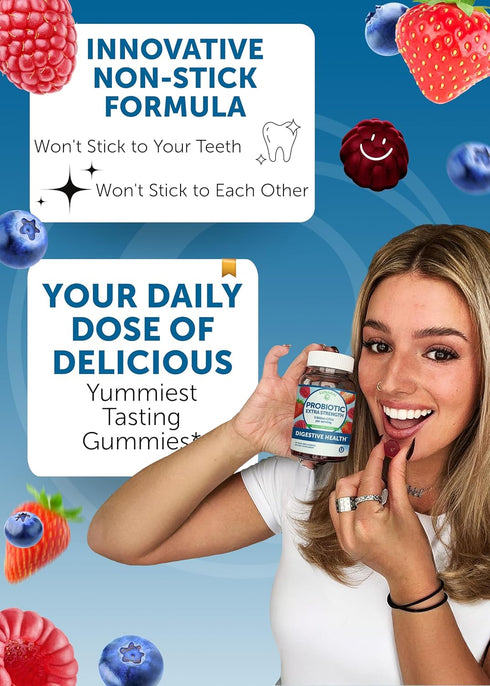 Lunakai Probiotic Gummies for Digestive Health - 5 Billion CFUs, Chewable Probiotic Gummy for Women, Men, Kids, 60ct