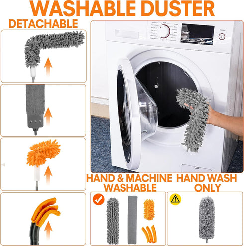 Dusters for Cleaning High Ceiling Fans, Newliton Microfiber Duster with 30-100" Long Handle for Home Use