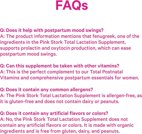 Pink Stork Total Lactation Supplement for Breast Milk Supply, Organic Fenugreek and Alfalfa, 60 Capsules