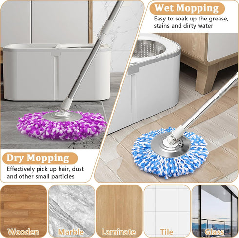 NICEMOVIC 5 Pack Spin Mop Replacement Head for 360° Spin Mop System, Microfiber Refills, Standard Universal Size