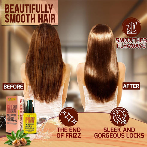 Moroccan Argan Oil Hair Serum, Rescue Frizzy and Damaged Locks, Hydrating Anti Frizz Products for Curly and Straight