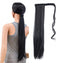 SWACC Women Clip in Hair Extensions – Long Straight/Curly Wavy Ponytail Synthetic Hair Piece (1B#-Off Black)