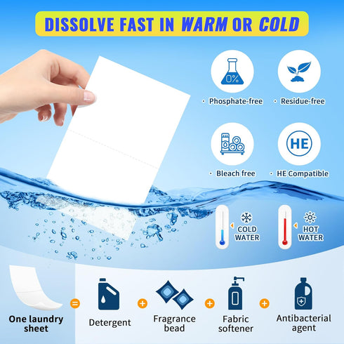 FIXSMITH Laundry Detergent Sheets - 200 Loads (100 Sheets), Fresh Linen Scent, Eco-Friendly, Plastic-Free, Travel Strips