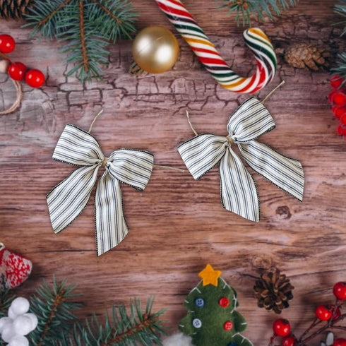 Black and White Striped Wired Ribbon, 2.5 inch x 25 Yards for Christmas, Wreath, DIY Craft Gift Wrapping