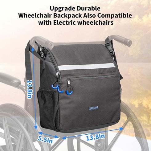 Backpack ZHCHG Wheelchair Bags, Wheelchair with Cup Holder, Wheelchair Bags to Hang on Back, Electric Wheel Chair