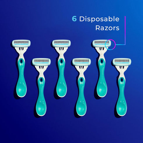 Schick Hydro Silk Sensitive Skin Disposable Razors for Women, 6 Count