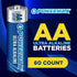 Powermax 60-Count 10-Year Packaging AA Batteries, Ultra Long Lasting Alkaline Battery, Shelf Life, Reclosable