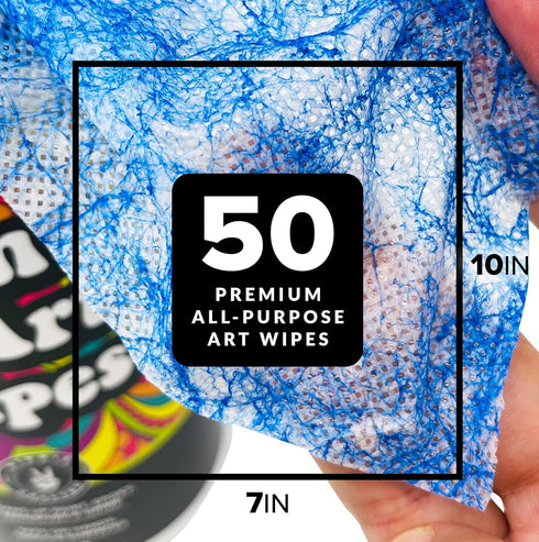 Paint & Art Wipes, Heavy Duty Cleaner for Epoxy Glue Stains, Latex, Acrylic on Plastic, Metal, Wood Surfaces (50 Pcs)