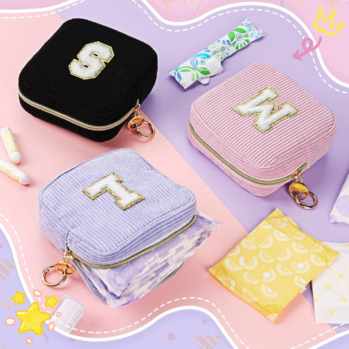Initial Period Bag, Small Period Pouches for Teen Girls, Personalized Sanitary Napkin Storage Bag, Compact Discreet Pad
