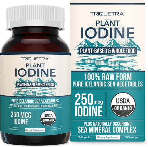 Organic Iodine Supplement from Sea Vegetable Complex - 250 mcg, Whole Food & Raw Iodine Plus Trace Mineral Complex