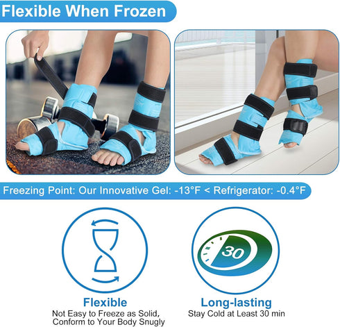 Relief Expert Ankle Foot Ice Pack Wrap, Reusable Gel Cold Pack for Instant Pain Relief (2 Packs)
