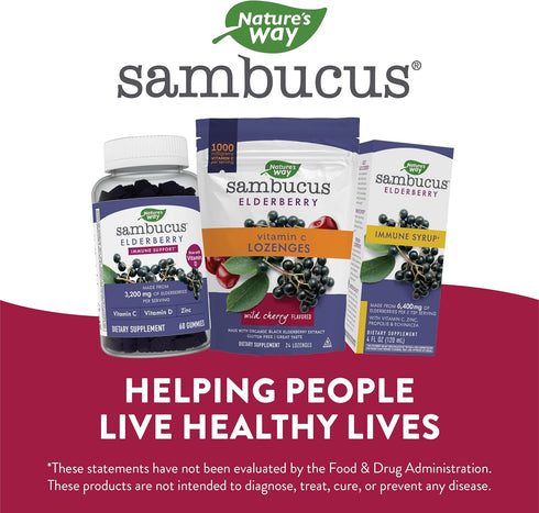 Nature’s Way Sambucus Elderberry Lozenges 24 Count | 1000 mg Vitamin C Per Serving, Wild Cherry